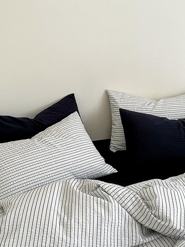 Seabrook Stripe Seersucker Cotton Duvet Cover original reference image 2