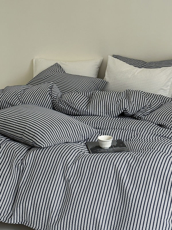 Seabrook Stripe Seersucker Cotton Duvet Cover original reference image 25