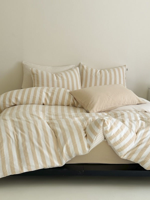 Seoul Stripe Cotton Seersucker Duvet Cover original reference image 1