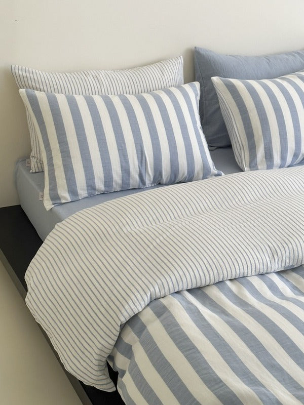 Seoul Stripe Cotton Seersucker Duvet Cover original reference image 14