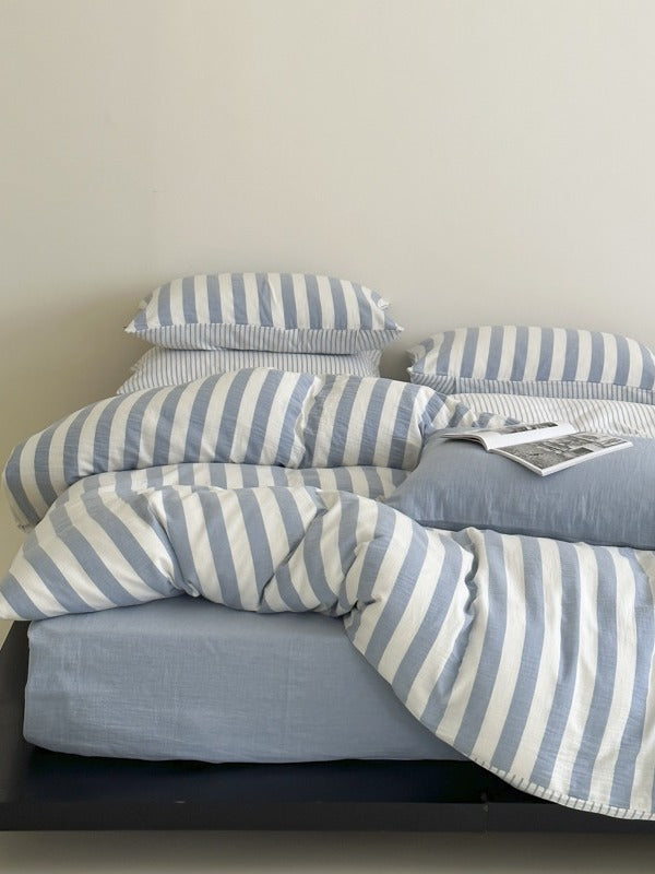 Seoul Stripe Cotton Seersucker Duvet Cover original reference image 15