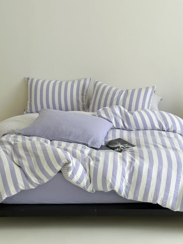 Seoul Stripe Cotton Seersucker Duvet Cover original reference image 22