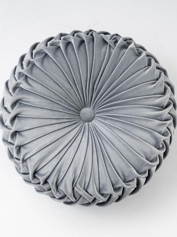 Colorful Round Pleated Velvet Cushion