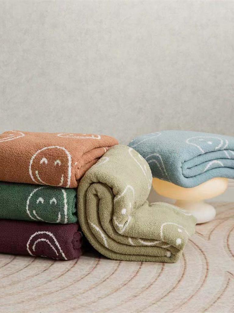 Smiley Face Blanket - Purple