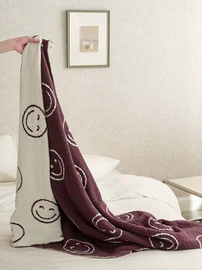 Smiley Face Blanket - Purple