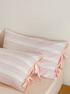Springday Tie-Closure Washed Cotton Stripe Duvet Cover original reference image 3