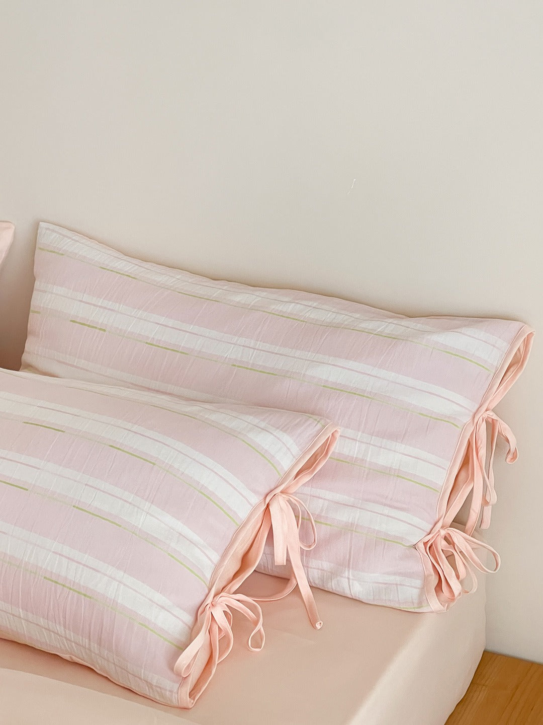 Springday Tie-Closure Washed Cotton Stripe Duvet Cover original reference image 3