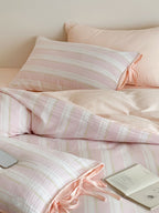 Springday Tie-Closure Washed Cotton Stripe Duvet Cover original reference image 6