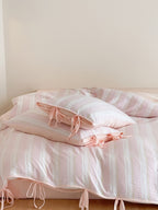 Springday Tie-Closure Washed Cotton Stripe Duvet Cover original reference image 7