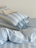 Springday Tie-Closure Washed Cotton Stripe Duvet Cover original reference image 12