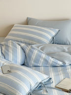 Springday Tie-Closure Washed Cotton Stripe Duvet Cover original reference image 14