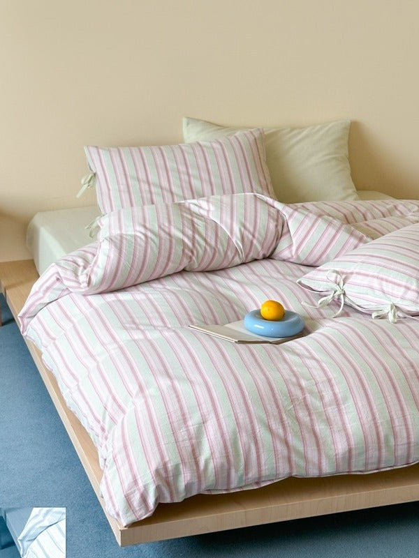 Stripe Social Washed Cotton Duvet Cover original reference image 3