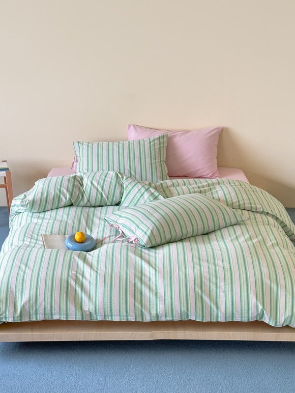 Stripe Social Washed Cotton Duvet Cover original reference image 24