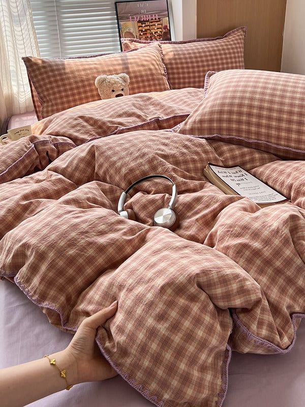 Sunnyside Cotton Plaid Duvet Cover Set original reference image 3