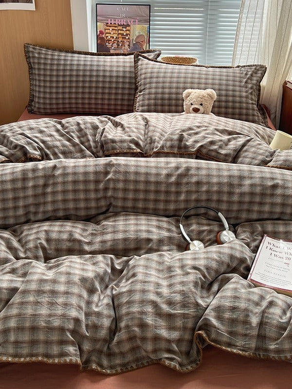 Sunnyside Cotton Plaid Duvet Cover Set original reference image 20