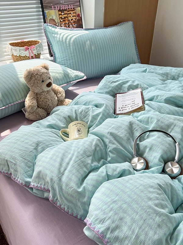 Sunnyside Cotton Plaid Duvet Cover Set original reference image 31