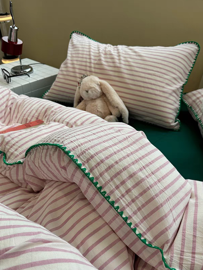 Sweet Stripes Duvet Cover - Hot Pink