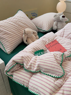 Sweet Stripes Duvet Cover - Hot Pink