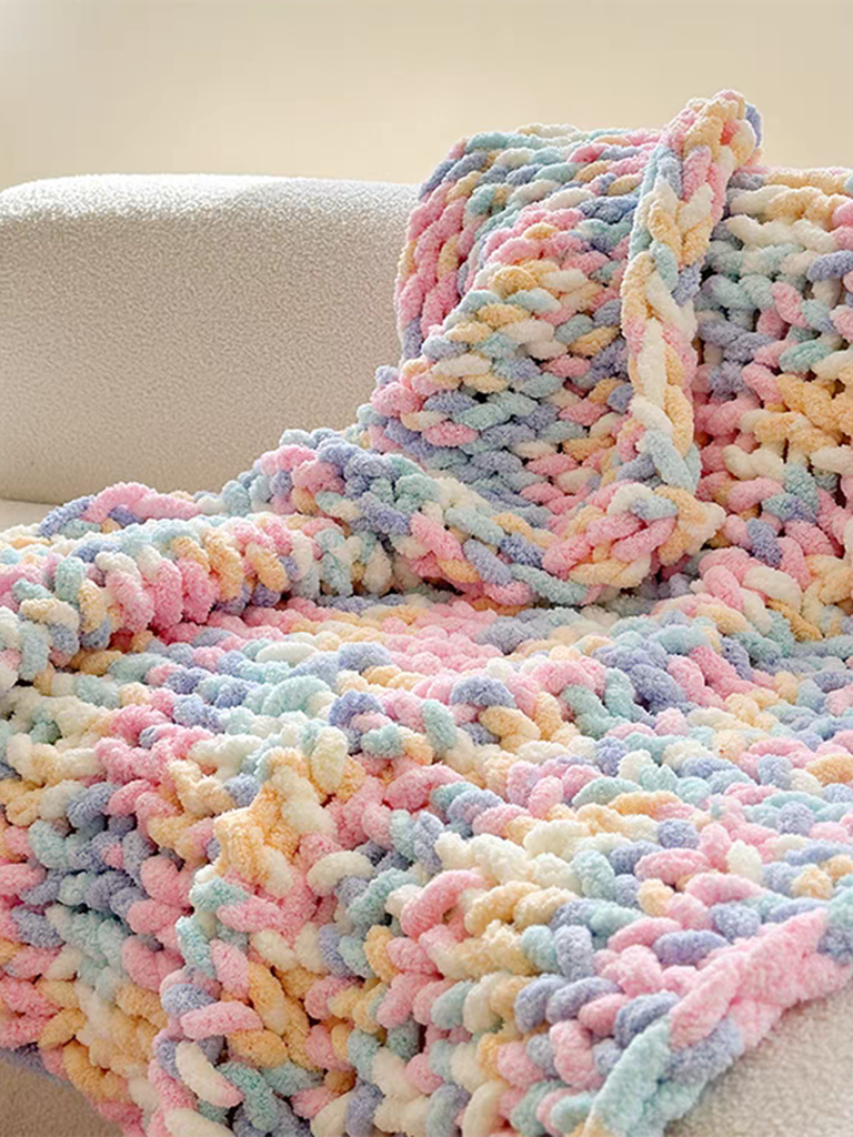 Tie-dyed Chunky Knitted Blanket