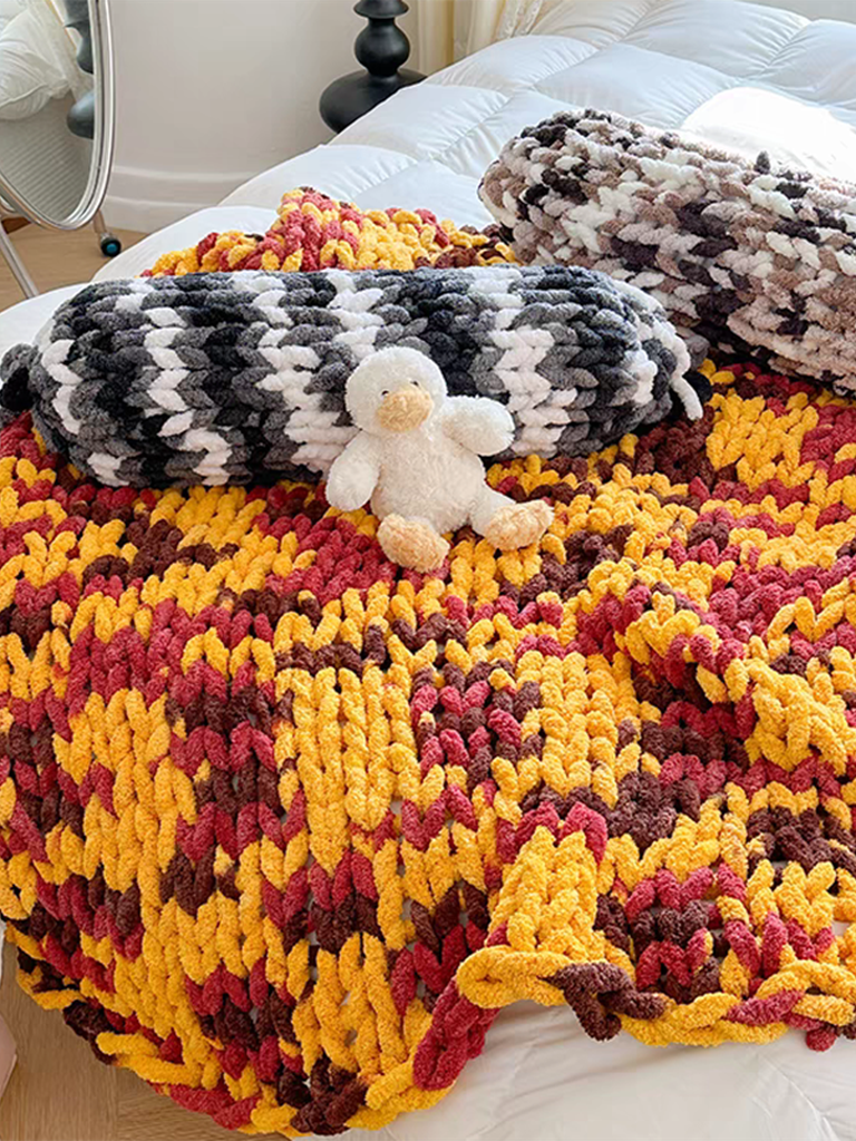 Tie-dyed Chunky Knitted Blanket