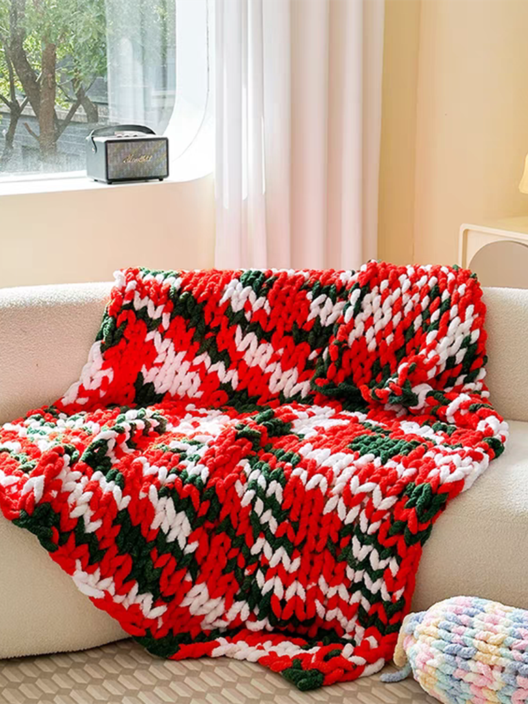 Tie-dyed Chunky Knitted Blanket