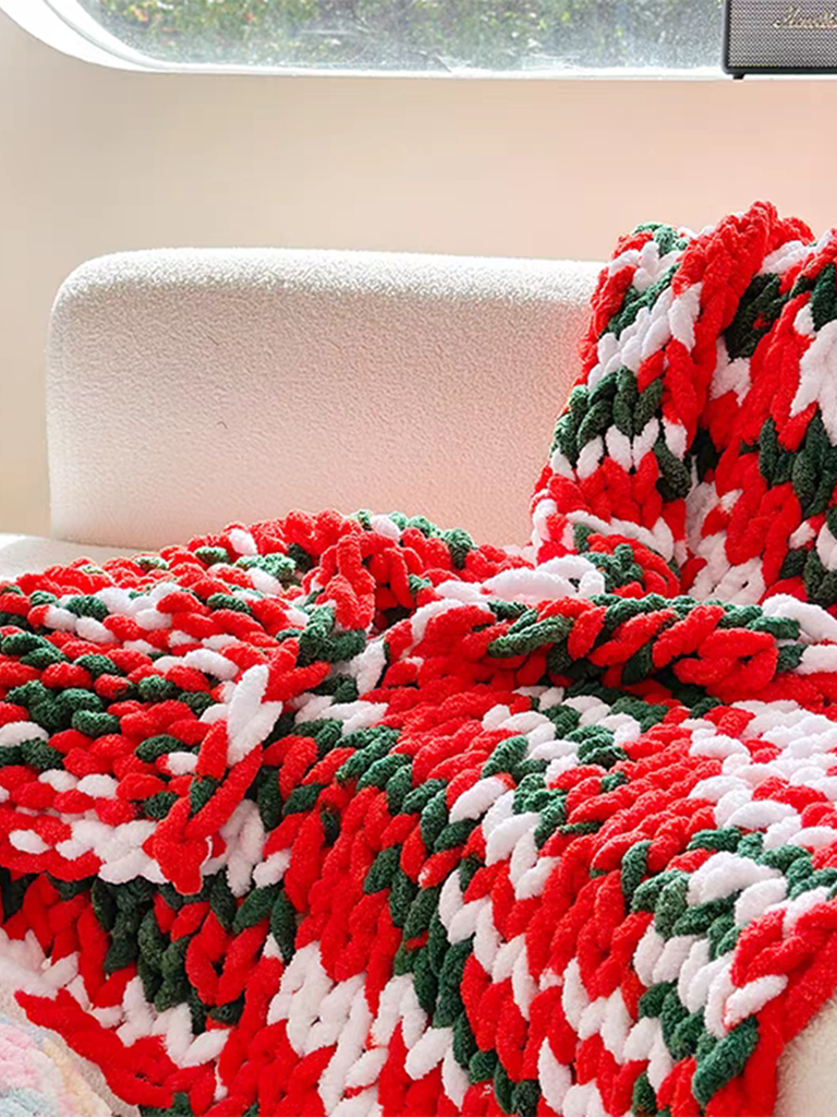 Tie-dyed Chunky Knitted Blanket