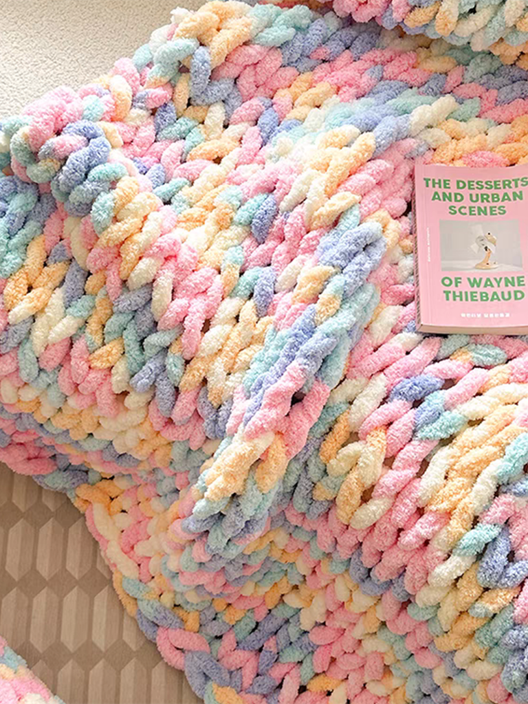 Tie-dyed Chunky Knitted Blanket