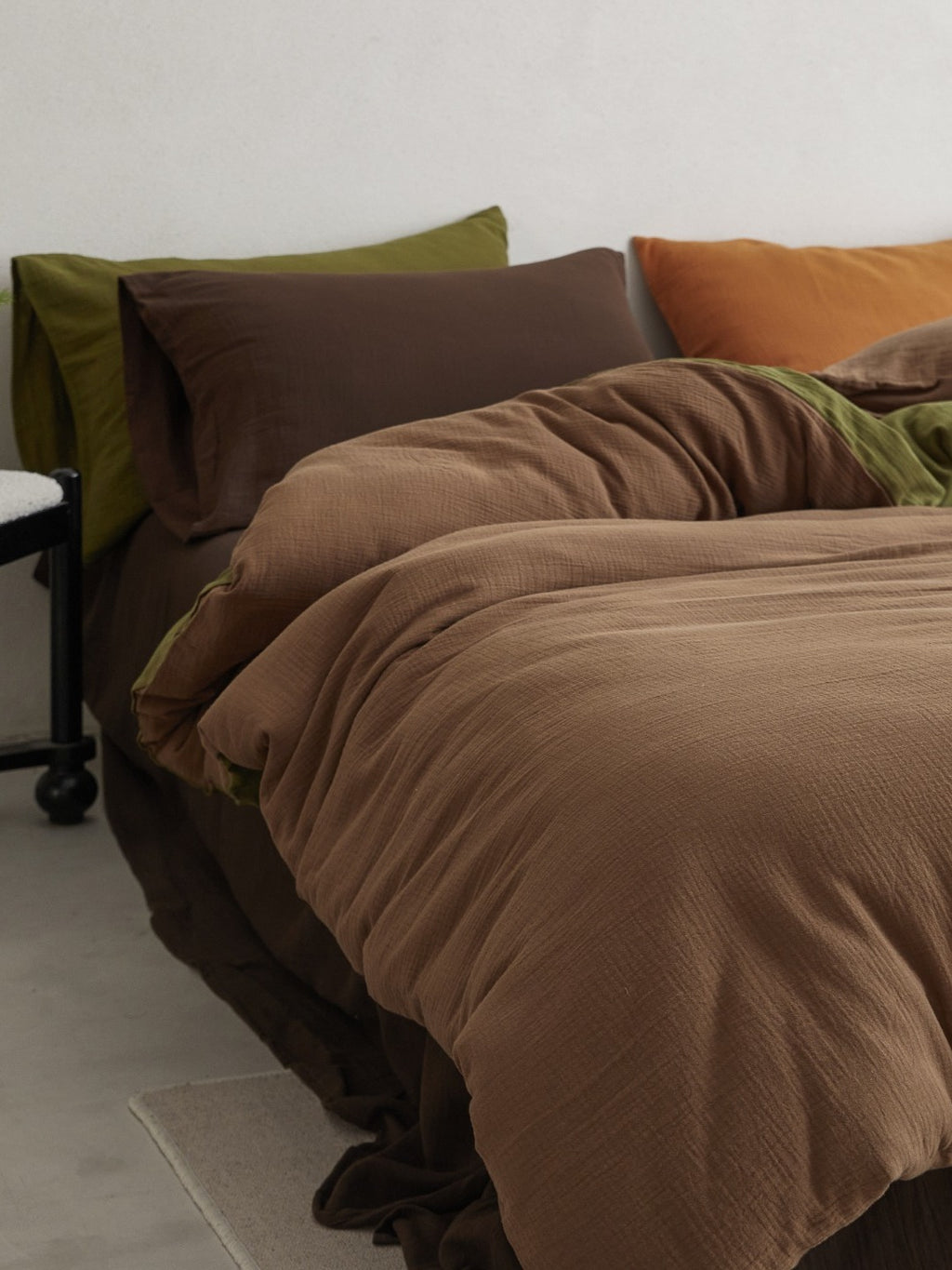 Tricolor Drift Reversible Cotton Muslin Duvet Cover original reference image 1