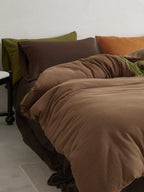 Tricolor Drift Reversible Cotton Muslin Duvet Cover original reference image 1