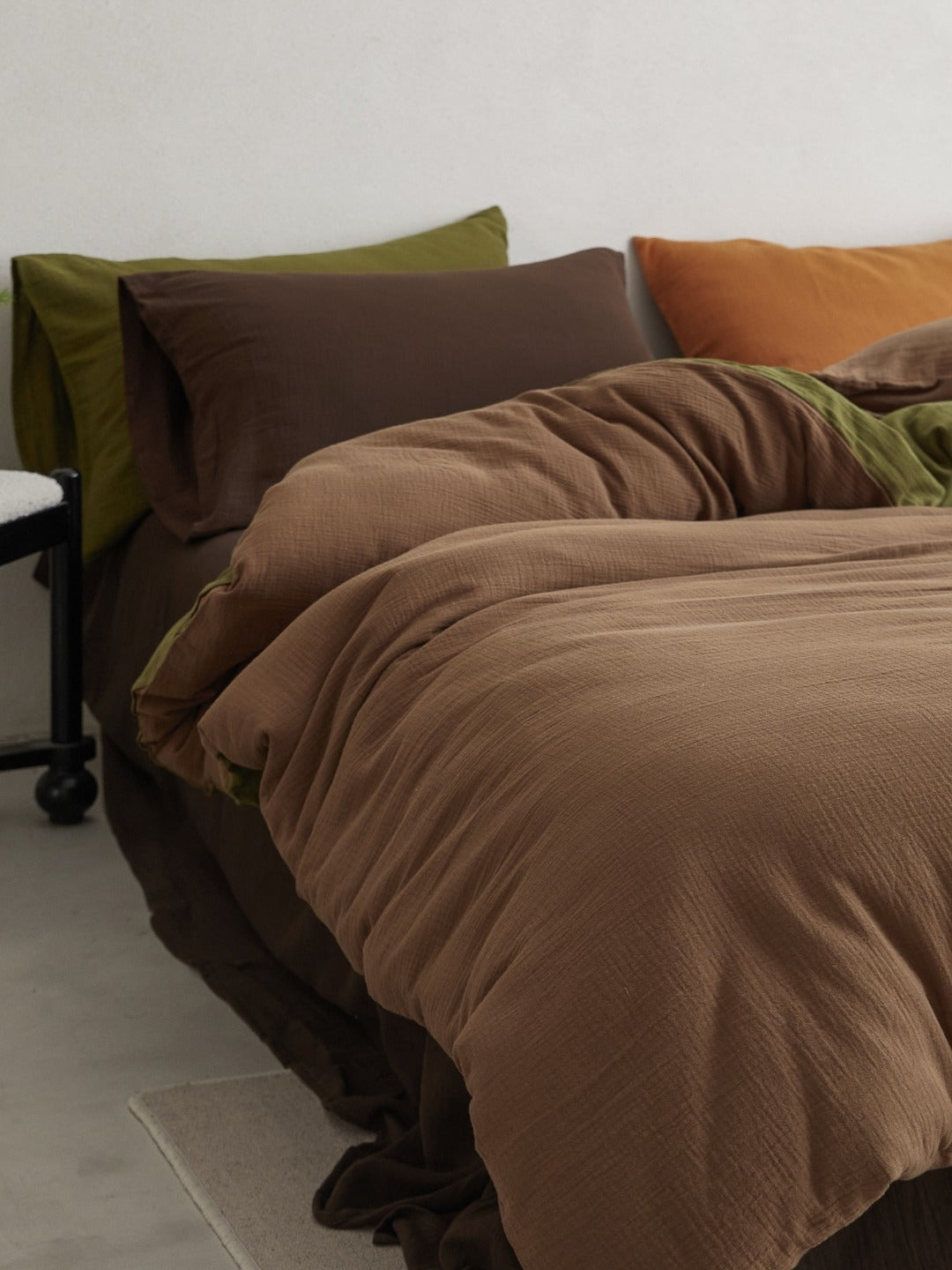 Tricolor Drift Reversible Cotton Muslin Duvet Cover original reference image 1