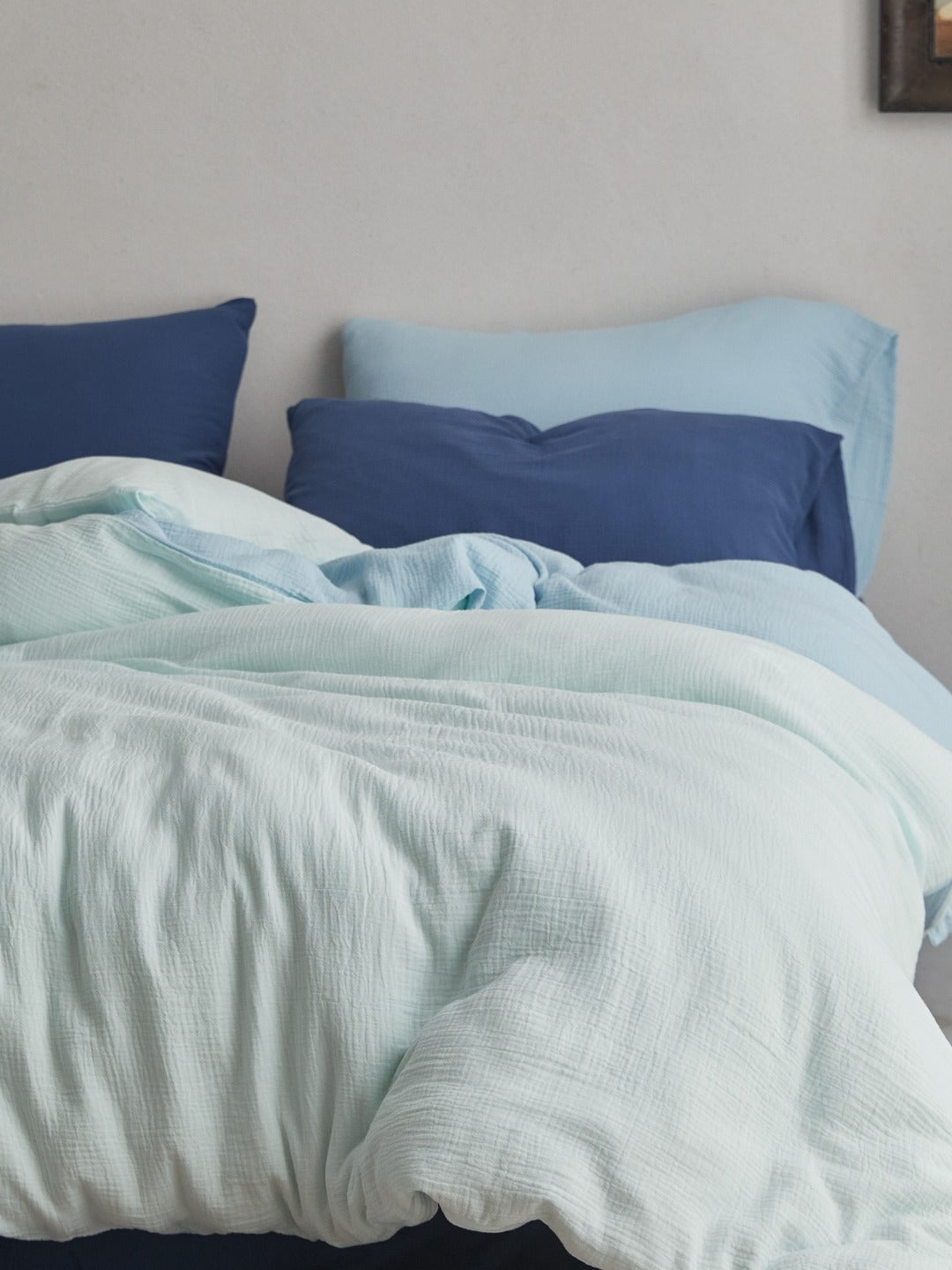Tricolor Drift Reversible Cotton Muslin Duvet Cover original reference image 10