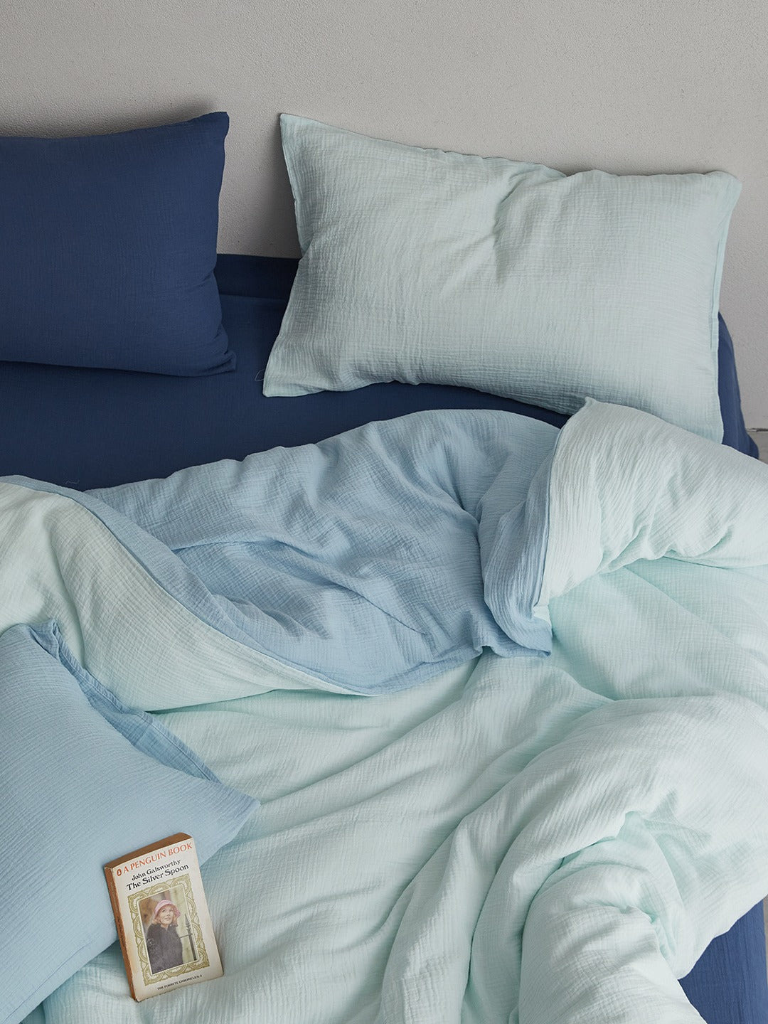 Tricolor Drift Reversible Cotton Muslin Duvet Cover original reference image 11