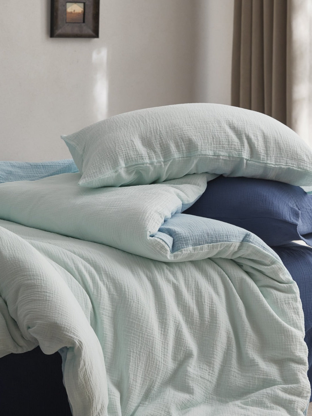 Tricolor Drift Reversible Cotton Muslin Duvet Cover original reference image 12