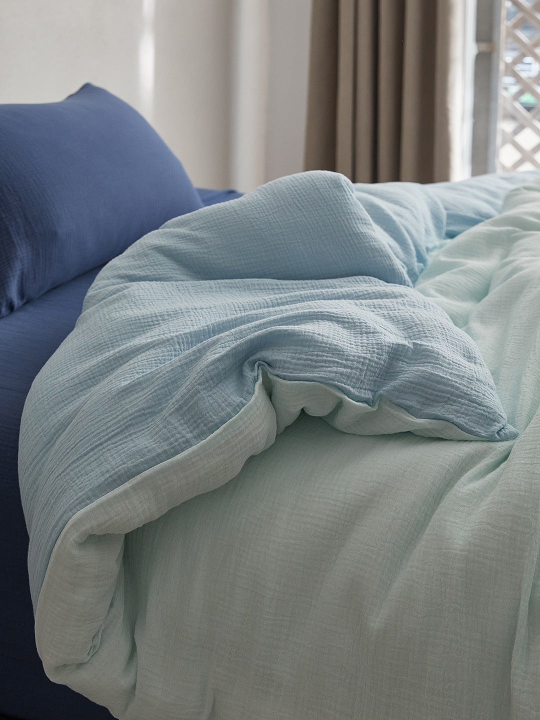 Tricolor Drift Reversible Cotton Muslin Duvet Cover original reference image 14