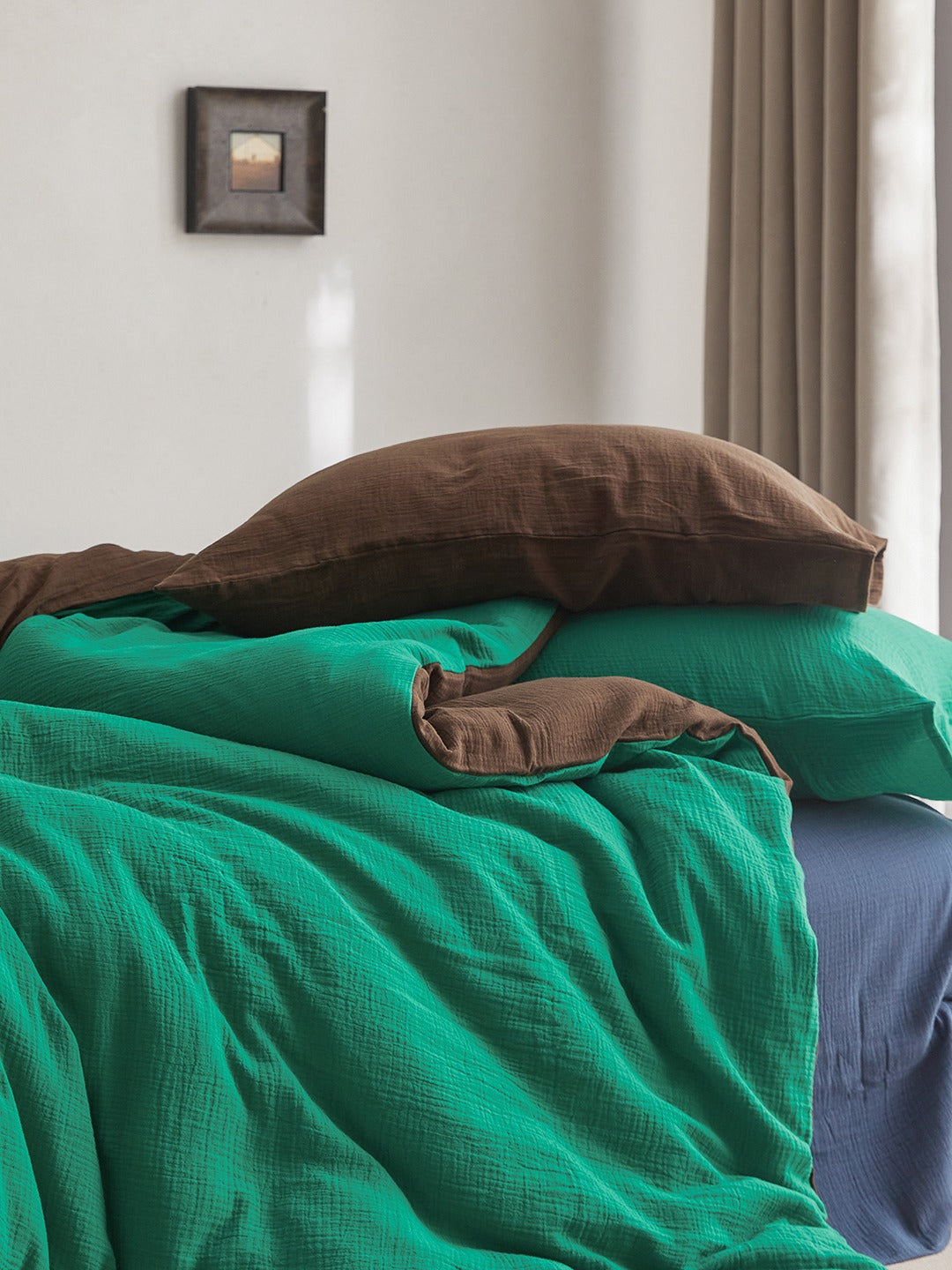Tricolor Drift Reversible Cotton Muslin Duvet Cover original reference image 36