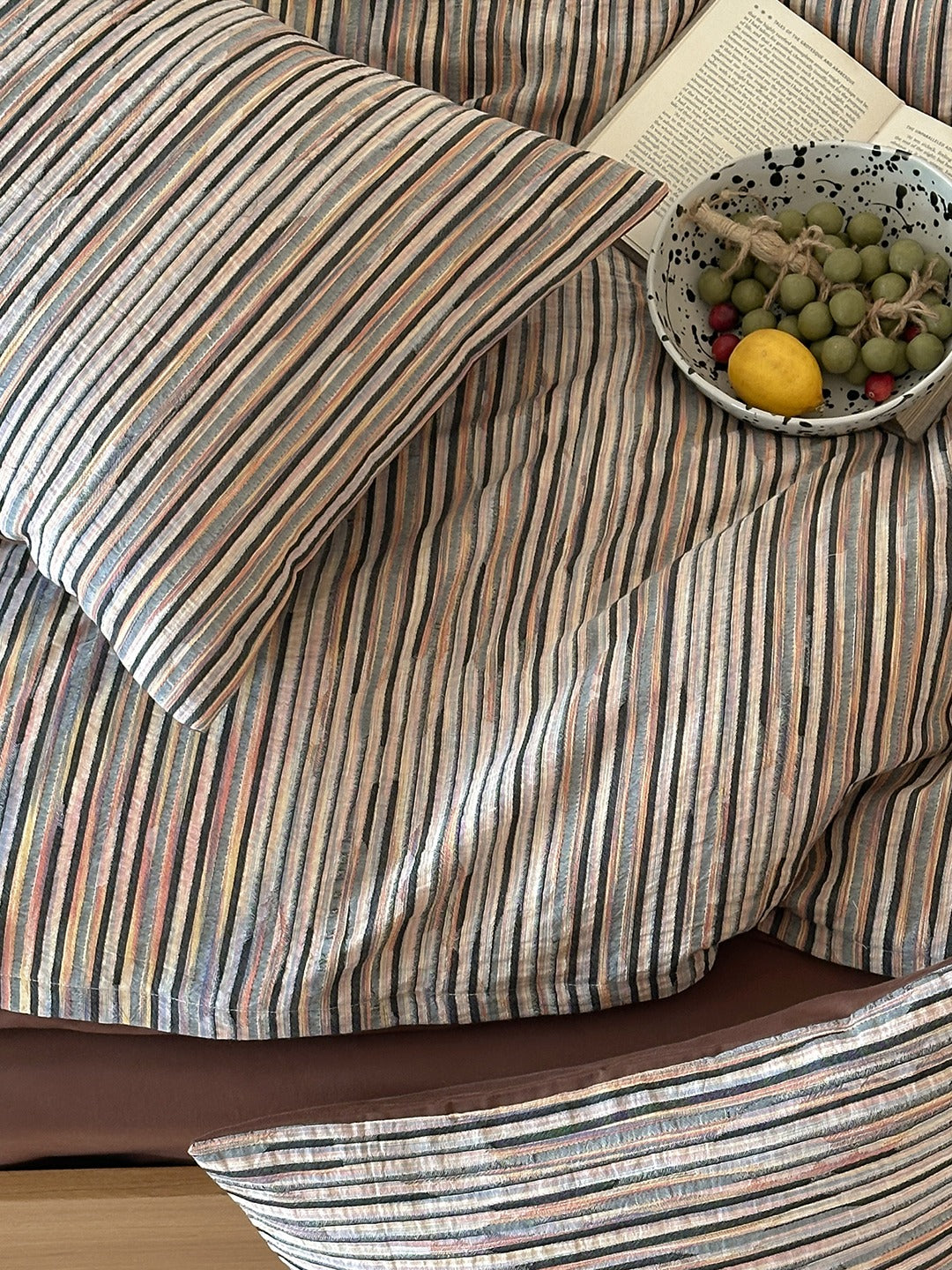 Twilight Melange Yarn-Dyed Stripe Duvet Cover original reference image 6