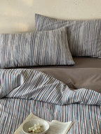 Twilight Melange Yarn-Dyed Stripe Duvet Cover original reference image 25