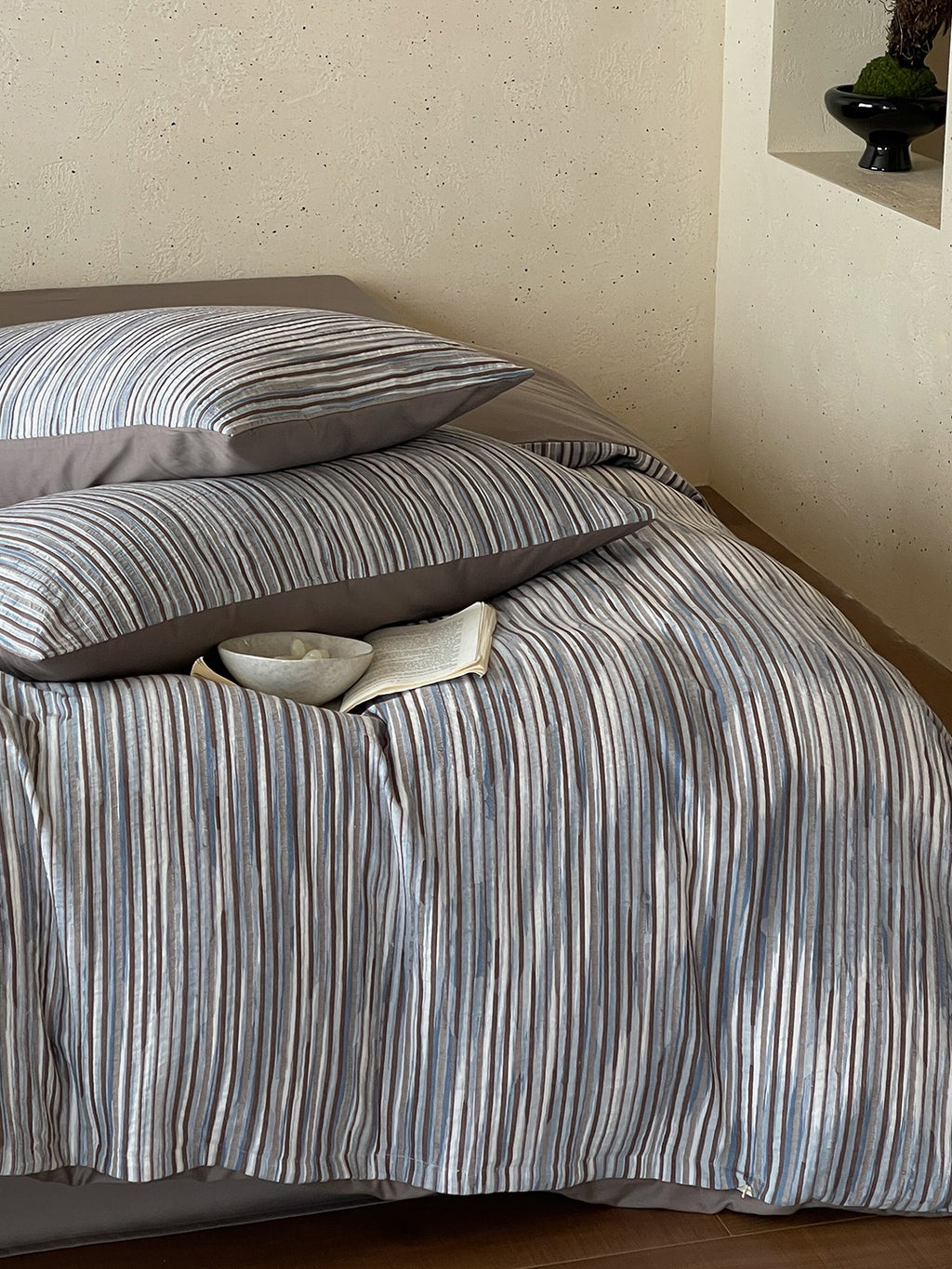 Twilight Melange Yarn-Dyed Stripe Duvet Cover original reference image 26