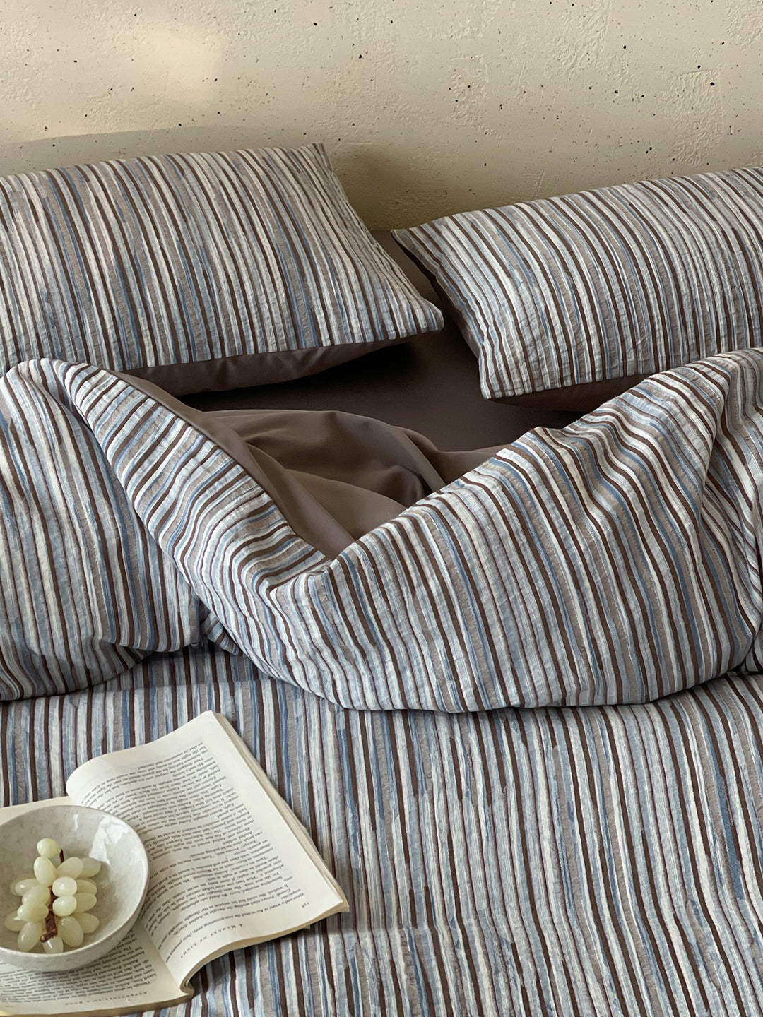 Twilight Melange Yarn-Dyed Stripe Duvet Cover original reference image 28