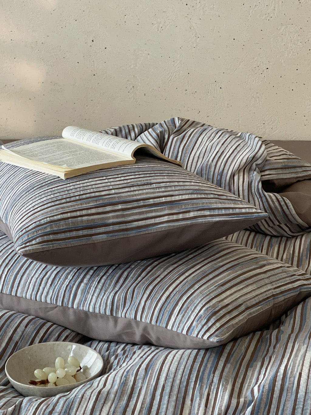 Twilight Melange Yarn-Dyed Stripe Duvet Cover original reference image 29