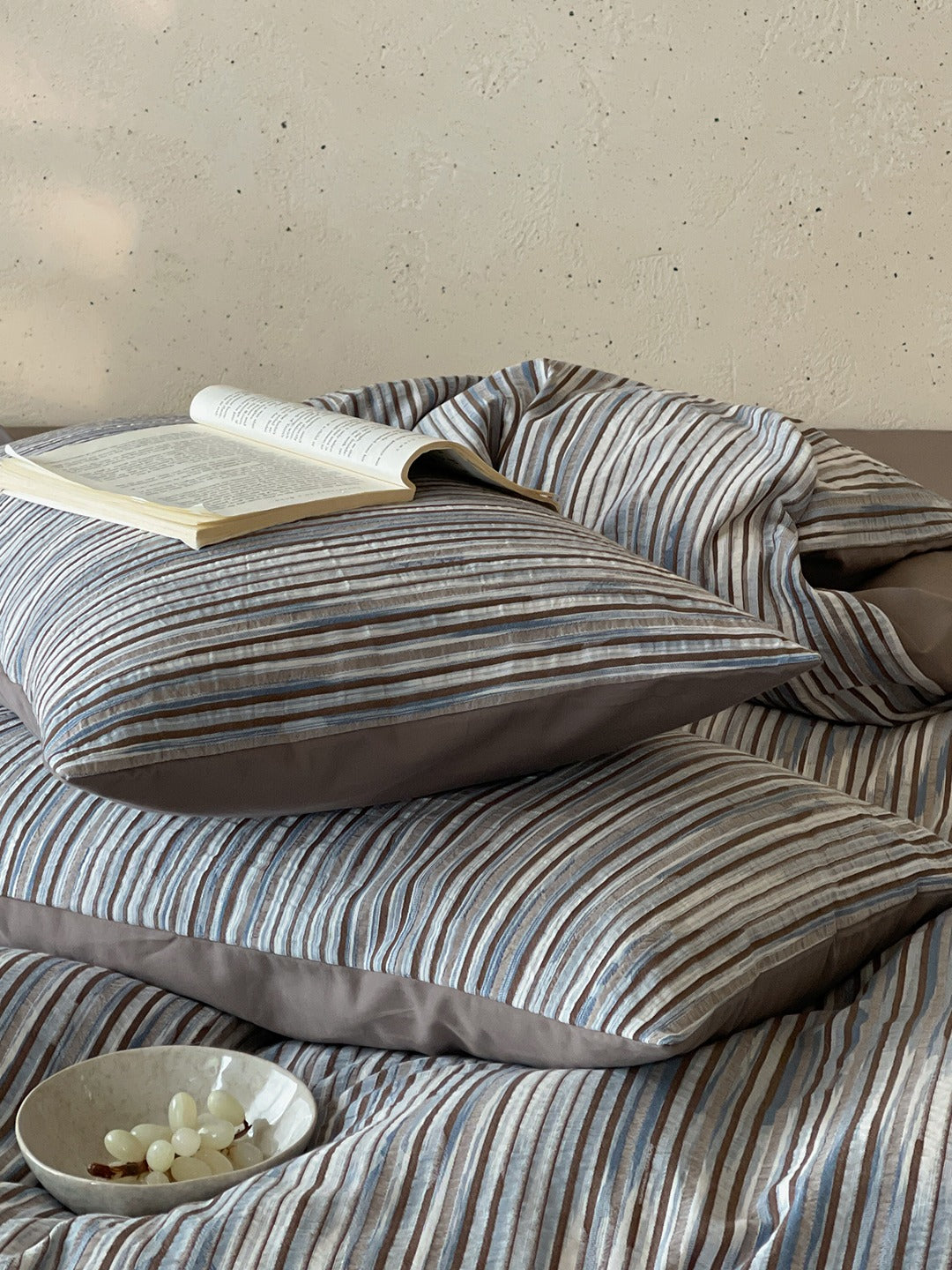 Twilight Melange Yarn-Dyed Stripe Duvet Cover original reference image 29