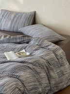 Twilight Melange Yarn-Dyed Stripe Duvet Cover original reference image 30