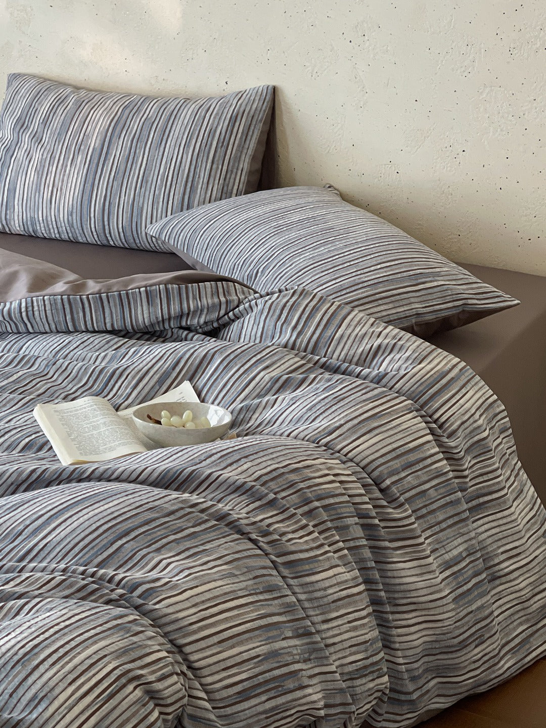 Twilight Melange Yarn-Dyed Stripe Duvet Cover original reference image 30