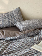 Twilight Melange Yarn-Dyed Stripe Duvet Cover original reference image 31