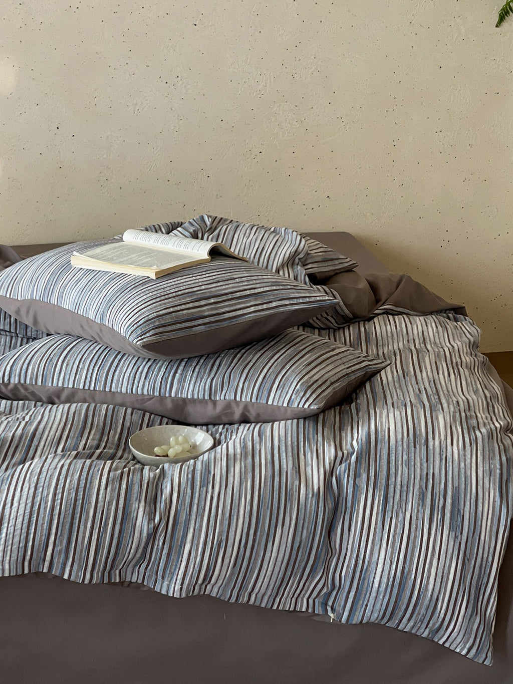 Twilight Melange Yarn-Dyed Stripe Duvet Cover original reference image 32