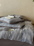 Twilight Melange Yarn-Dyed Stripe Duvet Cover original reference image 32