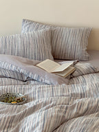 Twilight Melange Yarn-Dyed Stripe Duvet Cover original reference image 38