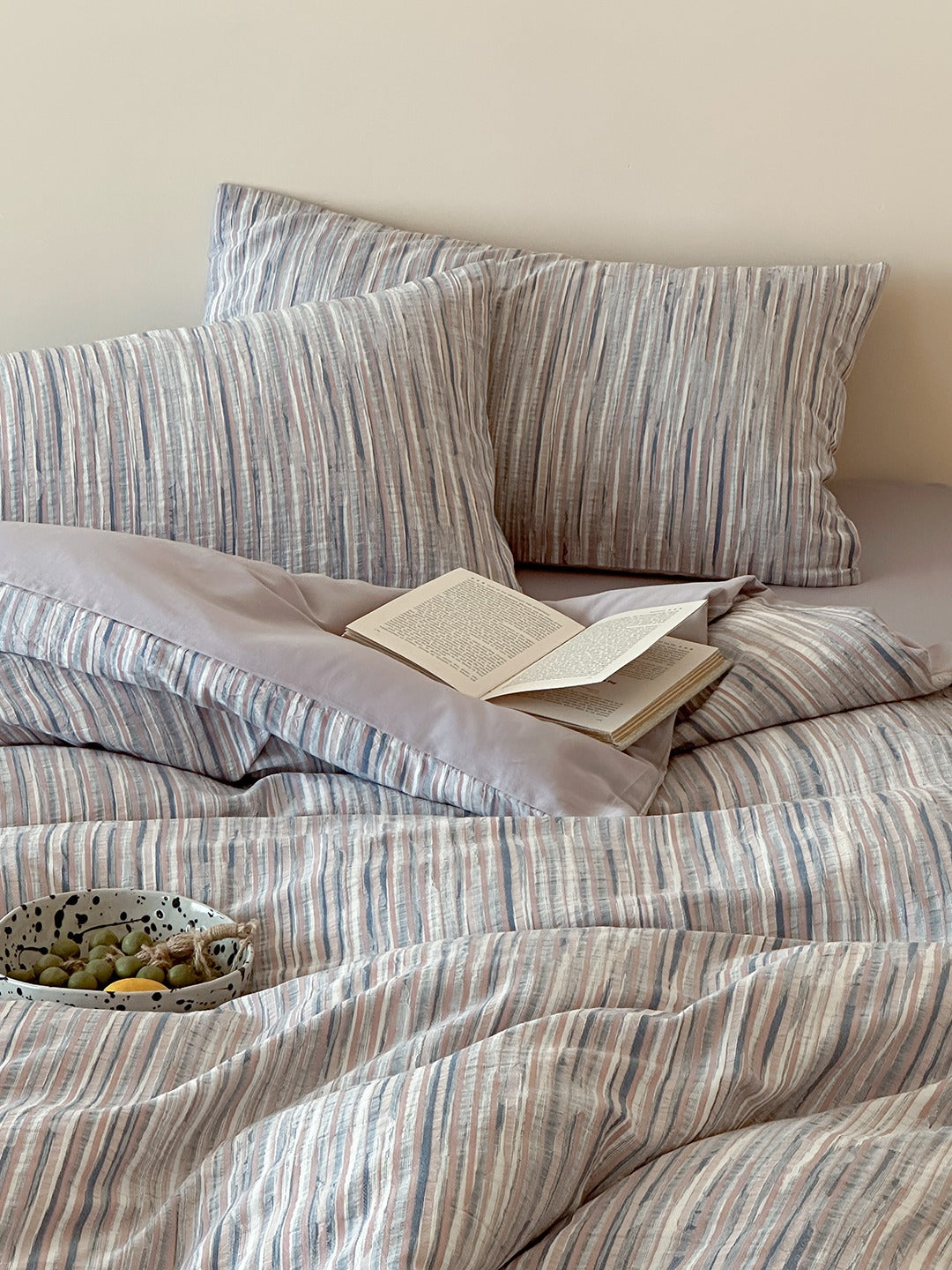 Twilight Melange Yarn-Dyed Stripe Duvet Cover original reference image 38