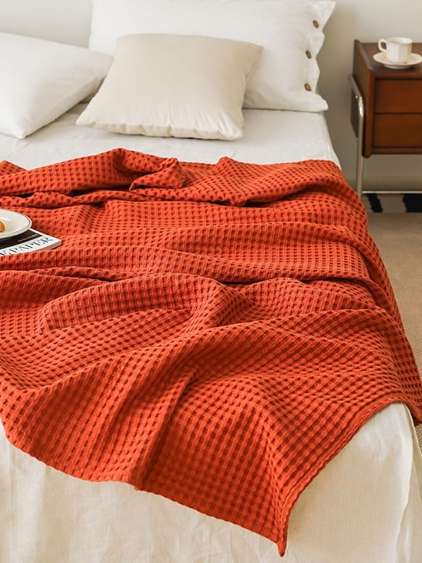 Waffle Weave Cotton Throw Blanket original reference image 4