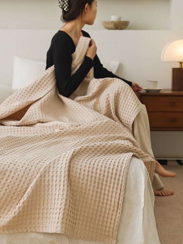 Waffle Weave Cotton Throw Blanket original reference image 10